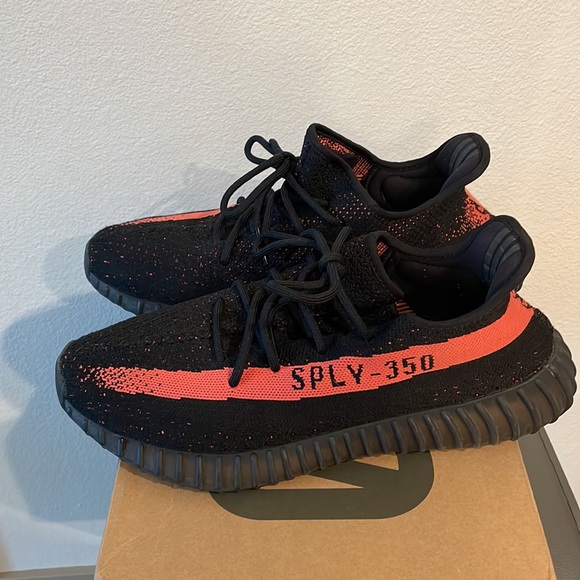 adidas Yeezy Boost SPLY 350 v2 Core Red Black Original Release Prime Knit 11 US - Picture 4 of 11